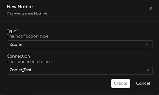 Configuring the notification to use the webhook Connection in Advite.